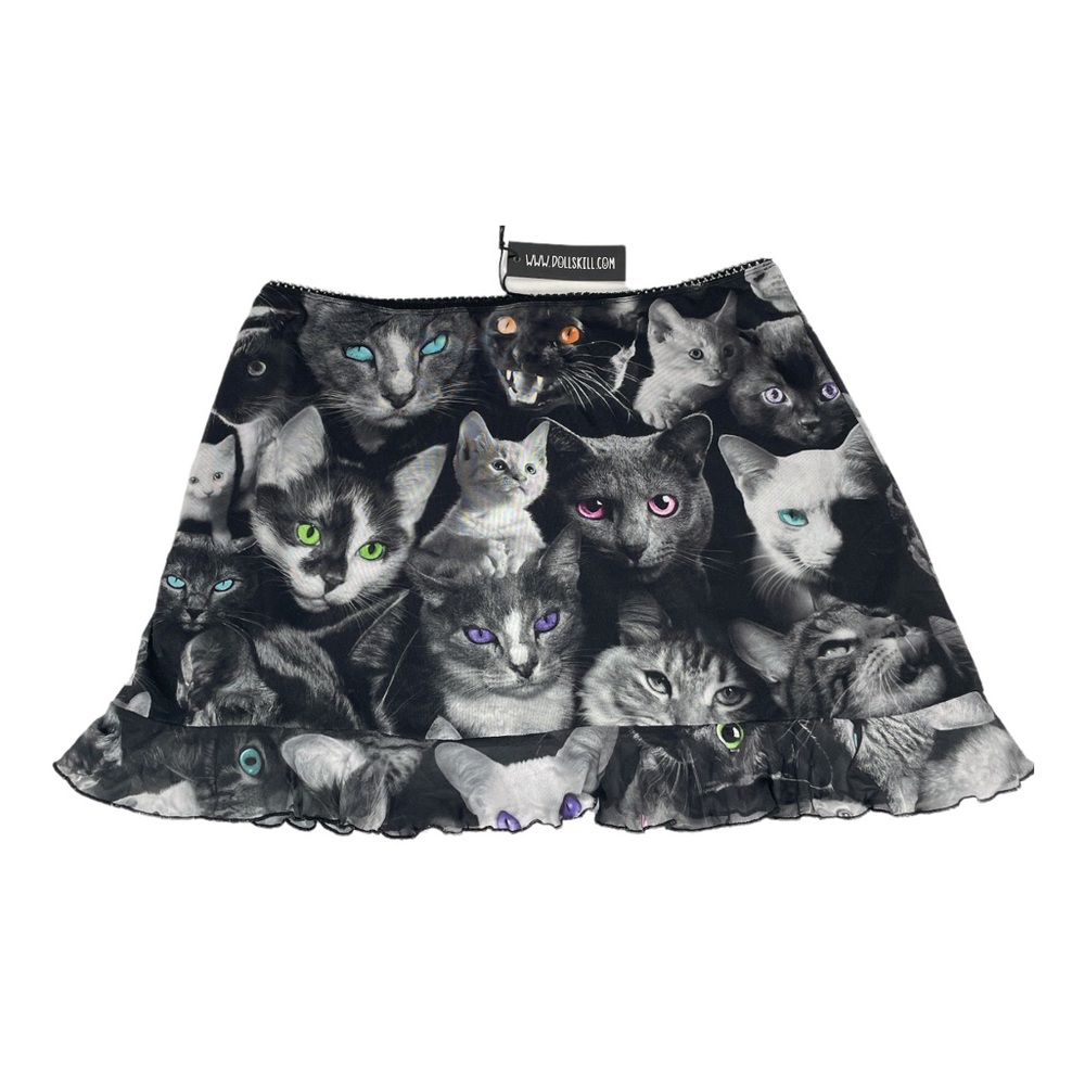 Dolls Kill Current Mood Moonlight Meow Mesh Mini Skirt Black Size 2X - Picture 6 of 6